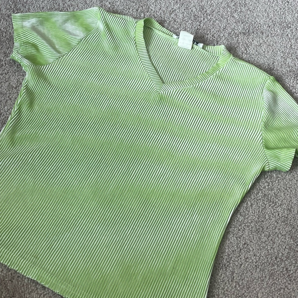 🍋‍🟩 Lime Green V-Neck Women's Top